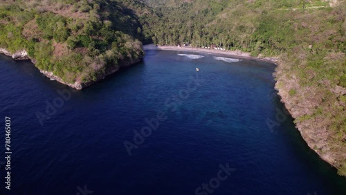 Aerial View Of Popular Snorkeling Destination Gamat Bay In Nusa Penisa, Bali, Indonesia. photo
