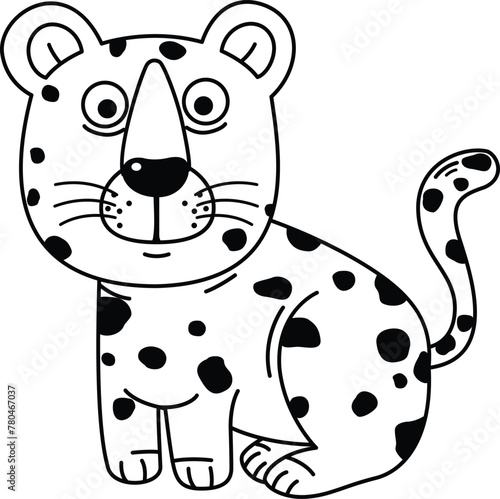 Hand drawn jaguar character illustration, vector