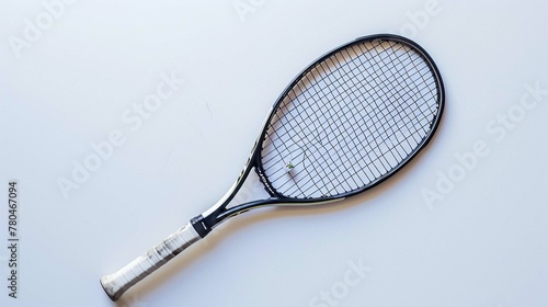 tennis racket lie cut out on white background © Naila