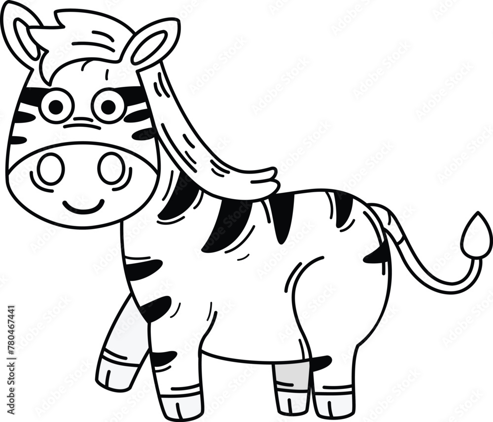 Fototapeta premium Hand drawn zebra character illustration, vector