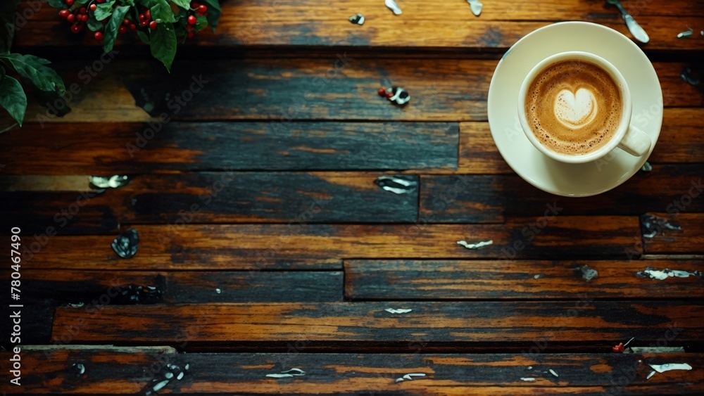 coffee cup on wooden table coffee cup on wooden table