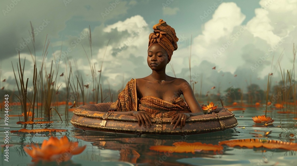 african woman in float