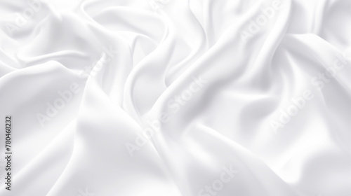 Abstract white and gray color background with satin, fabric, cloth texture, wave line pattern, 3D illustration. 