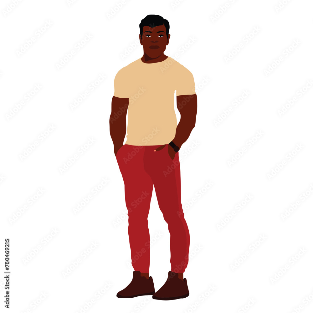 Young stylish black man in elegant style vector Young stylish black man in elegant style vector