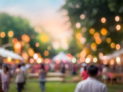 Abstract blur image of day festival in garden with bokeh for background usage