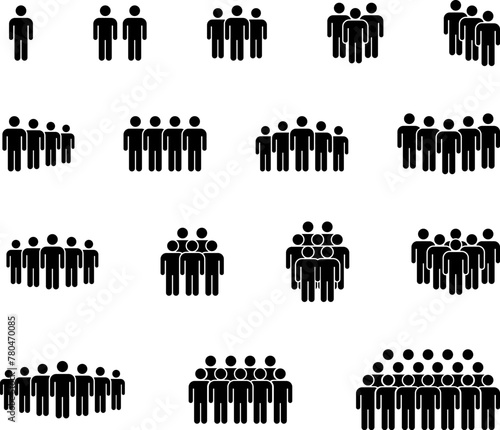 People group icon set team worker user. Employee people group icon team staff. User profile symbol. Group of people or group of users. Persons symbol. Vector.