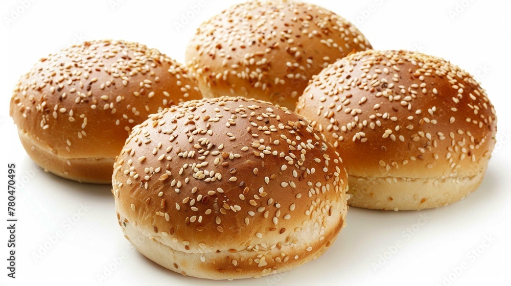 Delicious burger buns cut out on white background