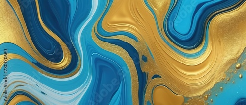 Texture color abstract background pattern art paint liquid blue effect. Marbling wallpaper design with natural luxury style swirls of marble and gold mineral luxury ink