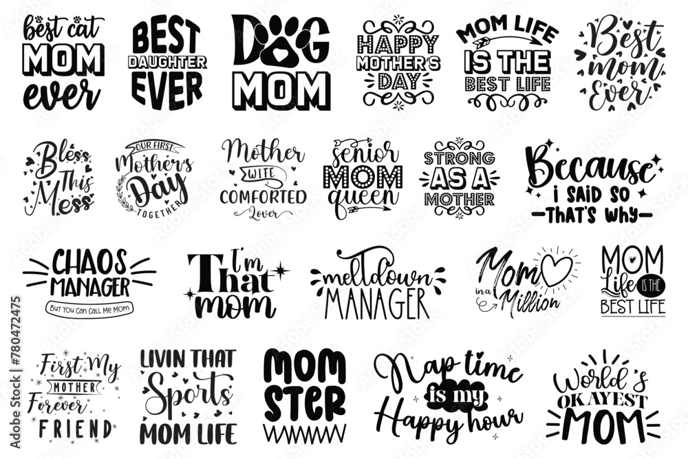 Mom SVG And T-shirt Design Bundle, Mom SVG Quotes Design t shirt Bundle