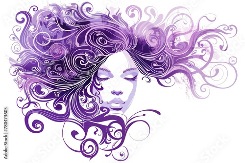 purple with swirls on a young beautiful woman's head vector