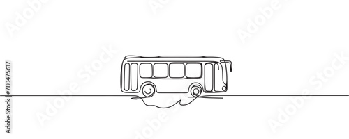 Continuous line drawing of a bus, vector illustration, public transport. bus travel concept.