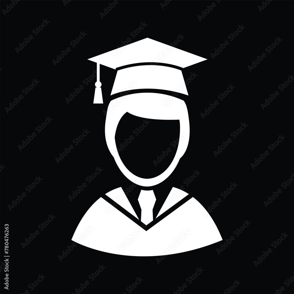 Men with graduation cap icon - obrazy, fototapety, plakaty 