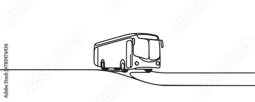 Continuous line drawing of a bus, vector illustration, public transport. bus travel concept.