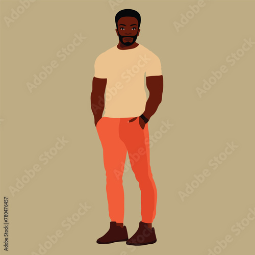 Afro black man in elegant art style vector