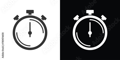 stopwatch vector icon on black and white