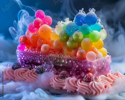 Food art in macro, emission colors light up the chef's abstract candy creations, Batiste elegance