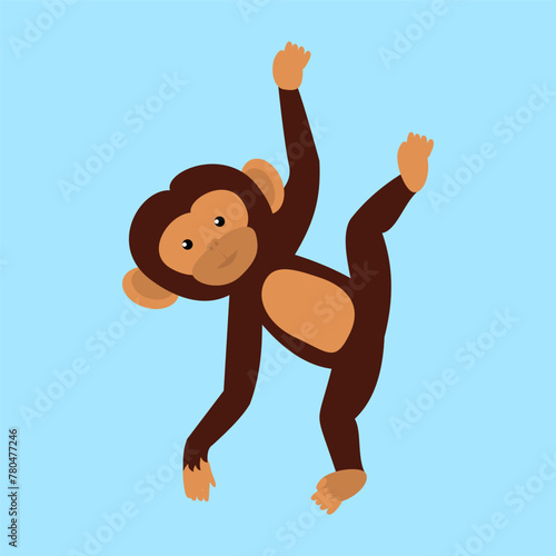 Chimpanzee flat icon. Vector illustration of chimpanzee.