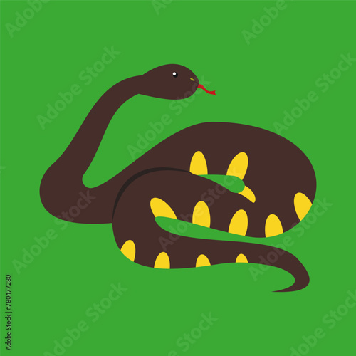 snake vector illustration on green background. flat design. icon.