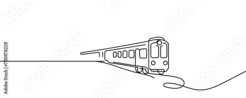 Continuous line vector illustration of a railway track. one line train