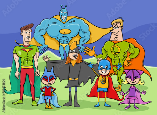 cartoon heros and superheroes fantasy characters group