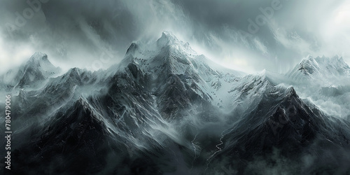 peaks of high mountains, banner photo