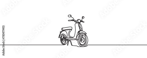 motorcycle, scooter in one line style. continuous drawing, vector illustration