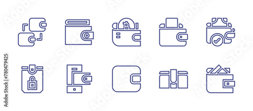 Wallet line icon set. Editable stroke. Vector illustration. Containing wallet, transaction, payment method.