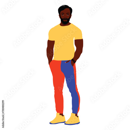 Modern fashionable black man in elegant art style vector