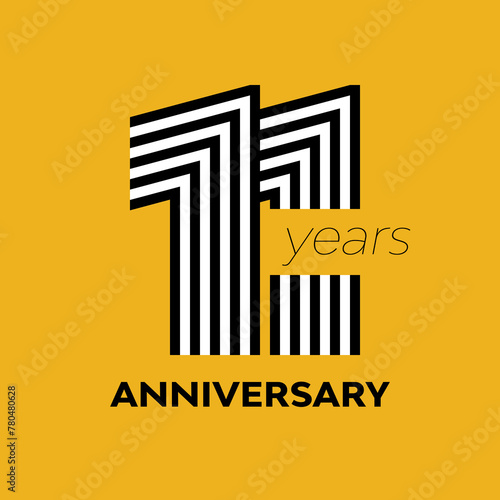 11 years retro anniversary vector template design illustration © andrei