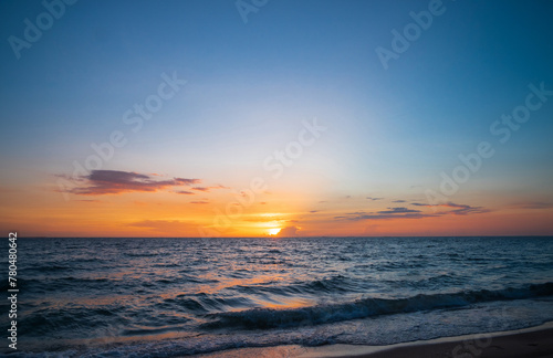 Landscape horizon viewpoint panorama summer shore sea beach nobody wind wave cool holiday look calm big sunset sky twilight evening on day time nature tropical coast beautiful ocean water travel