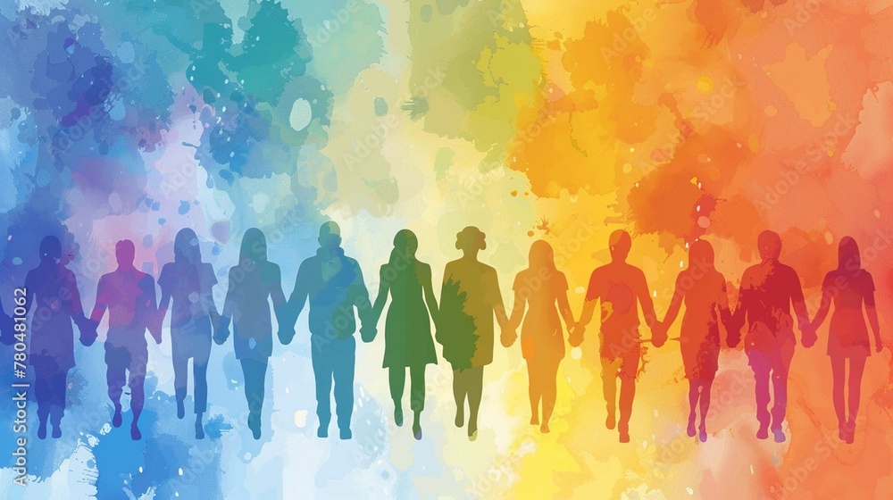 People of all colors holding hands, inclusive business mindset background