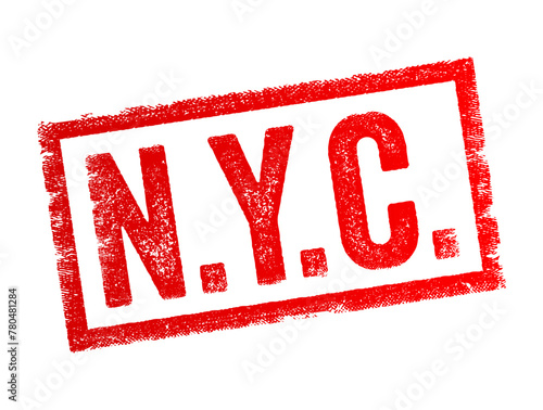 N.Y.C. stands for New York City, it is commonly used as an abbreviation for the city located in the state of New York, United States, text concept stamp