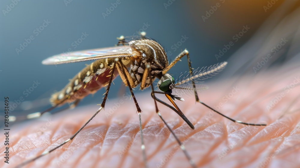 a photo of a mosquito stinging a human, AI Generative