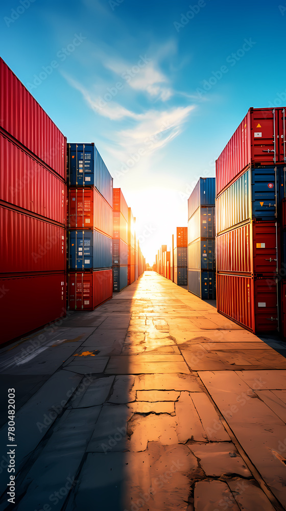 Fototapeta premium Containers in the logistics and transportation industry