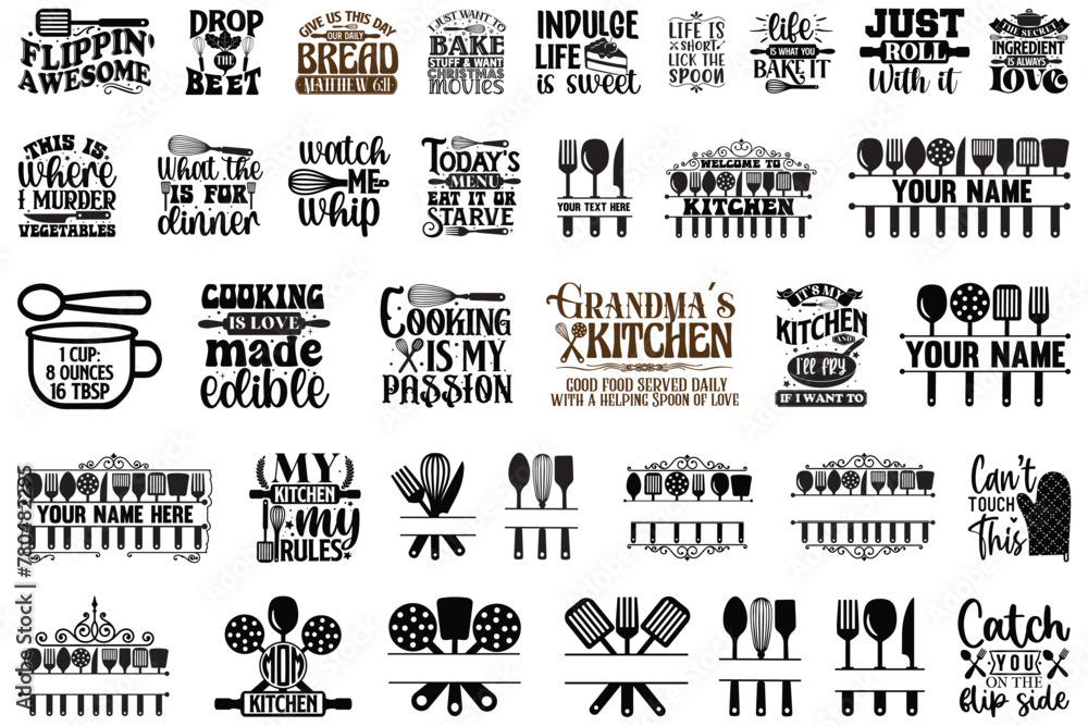 Kitchen T-shirt And SVG Design Bundle, Kitchen SVG Quotes Design t ...