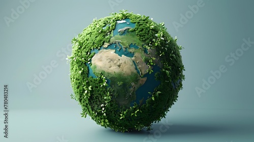 A green globe representing Earth's environment, covered in lush grass symbolizing our planet's natural world