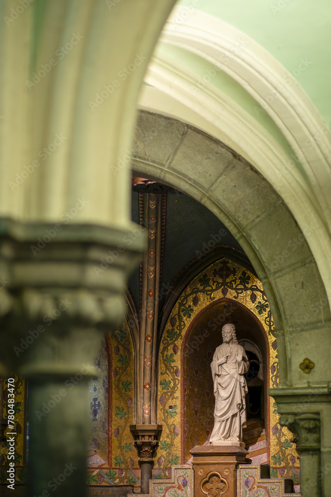 Obraz premium Statue of Jesus Christ (Sacred Heart) - Cathedral of Our Lady of Lourdes - Immaculate conception - France