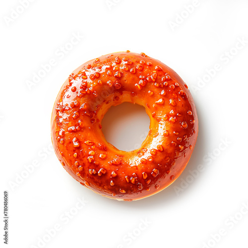 Donut With Orange Icing and Sprinkles. Generative AI photo