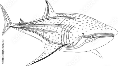Sketch vector illustration design image of sea fish blue whale swimming in the sea