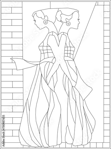 Vector sketch illustration design of seno painting of twin dancers