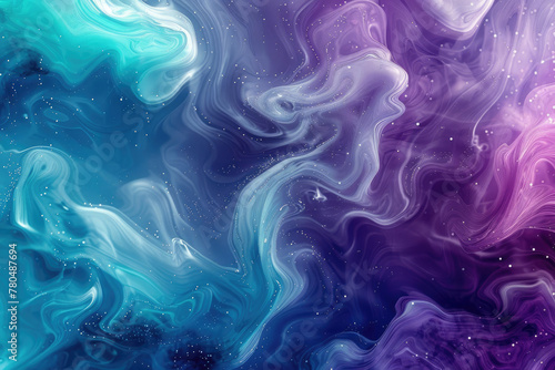 A fluid watercolor background with swirls of teal and violet, 3d comercial shot illustrate
