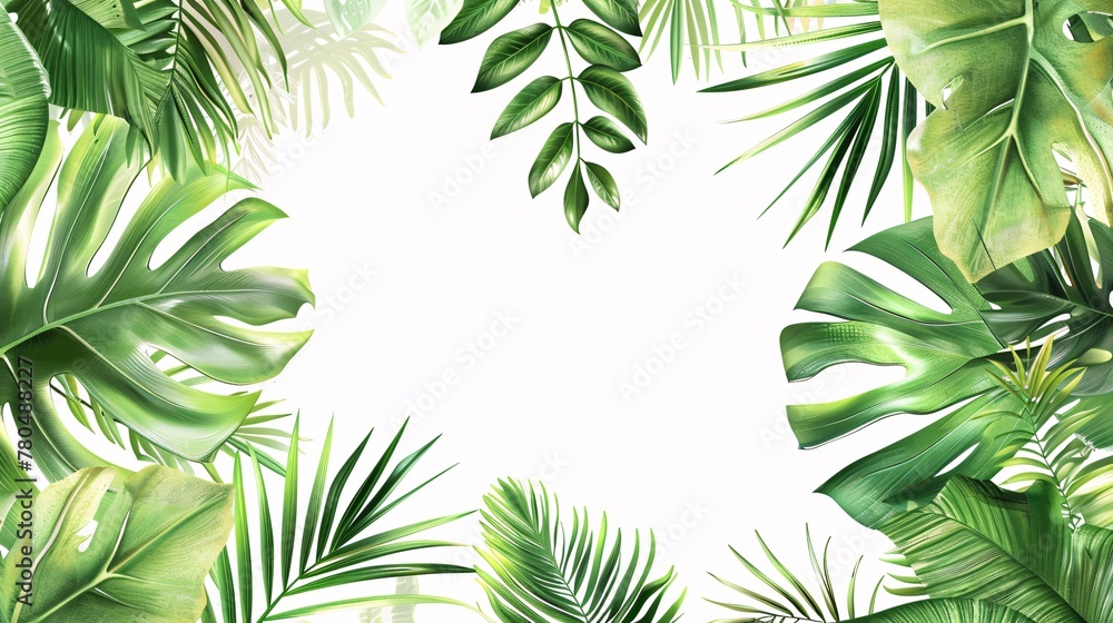 a frame of green leaves