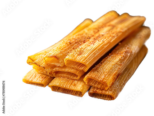 Tamales. Prehispanic dish typical of Mexico and some Latin American countries. Corn dough wrapped in corn leaves. The tamales are steamed. photo