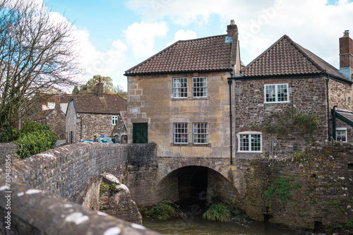 Typical English Countryside Town - Pensford in Bristol England with river and viaduct