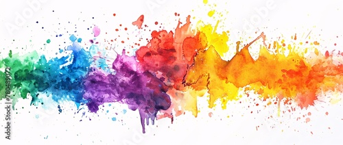 a colorful paint splatter on a white background