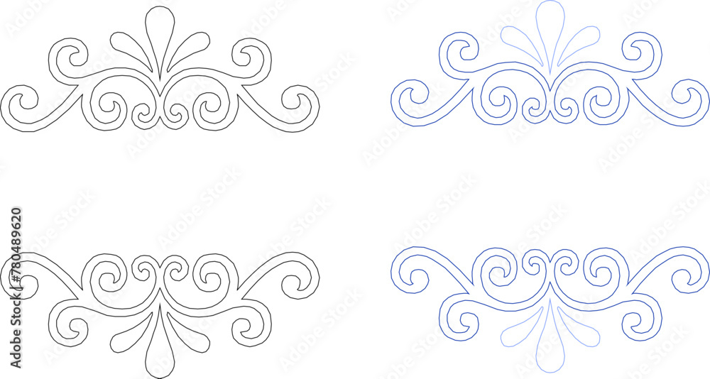 Vector sketch illustration of traditional ethnic floral ornament design for completeness of the image