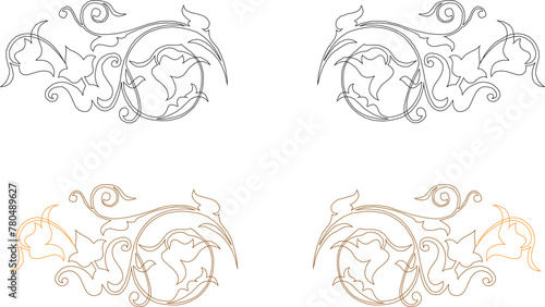 Vector sketch illustration of traditional ethnic floral ornament design for completeness of the image