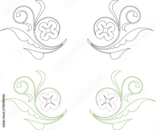 Vector sketch illustration of traditional ethnic floral ornament design for completeness of the image