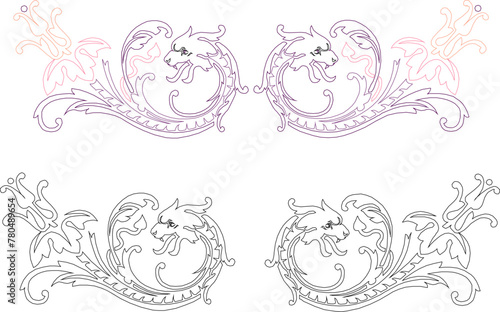 Vector sketch illustration of traditional ethnic floral ornament design for completeness of the image