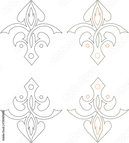 Vector sketch illustration of traditional ethnic floral ornament design for completeness of the image